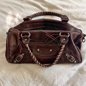 Maroon/Brown Balenciaga city bag